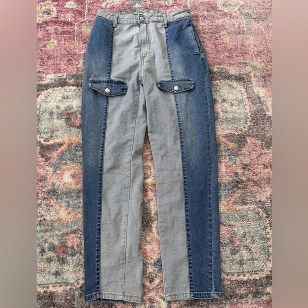 Please Jeans High Rise Handmade in Italy Two Tone Size Medium